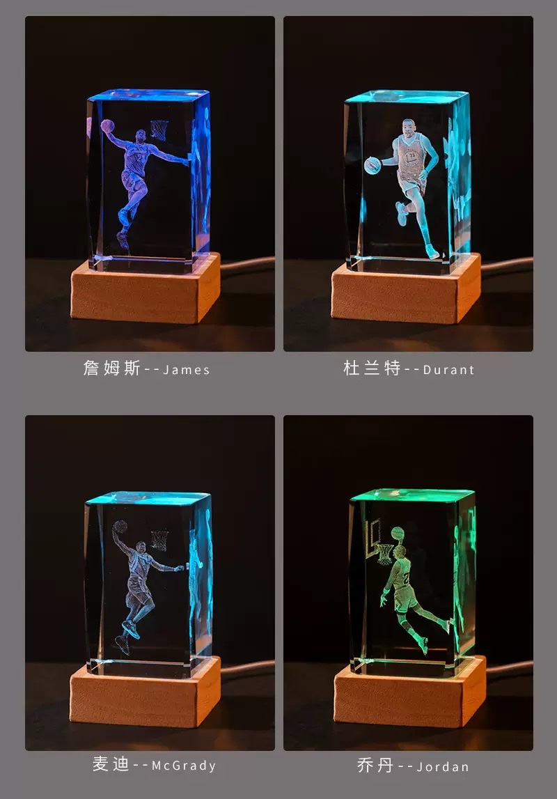 厂家批发 NBA球星科比詹姆斯手办水晶柱内雕桌面装饰摆件颁奖礼品详情图6