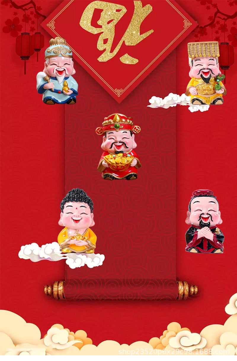 The God of Wealth figurine, a resin decorative item for attracting wealth, a living room decoration for the Five Paths Holy Lord, a gift for the opening of a new home and a store detail image 1