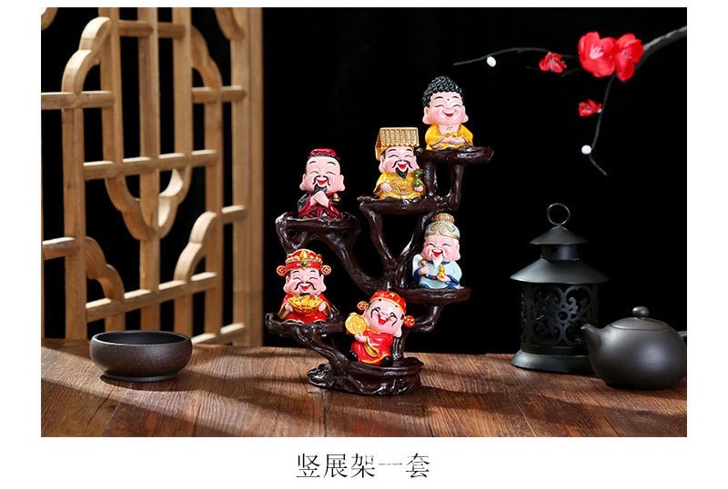 The God of Wealth figurine, a resin decorative item for attracting wealth, a living room decoration for the Five Paths Holy Lord, a gift for the opening of a new home and a store detail image 3