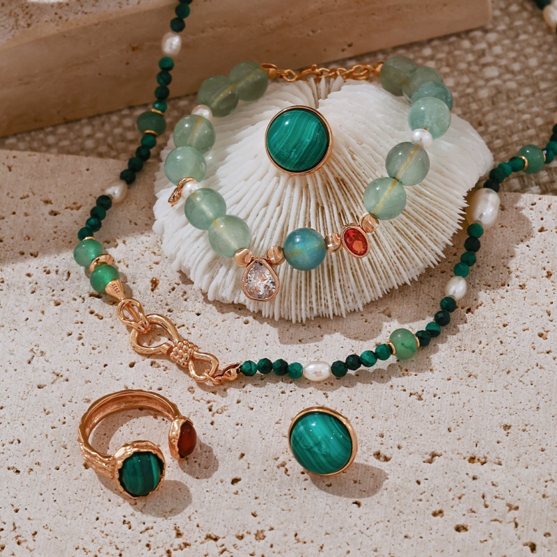 S925 ring, featuring peacock stone and tiger's eye stone, is a high-end, light luxury and niche ring Item Picture