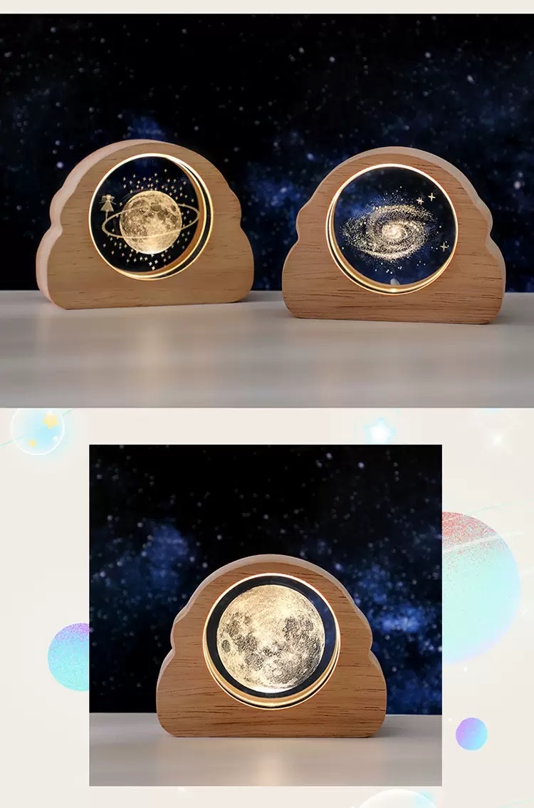 Cross-border starry sky astronaut laser-engraved 3d crystal night light, creative desktop ambient light, decorative item, festival gift detail image 8