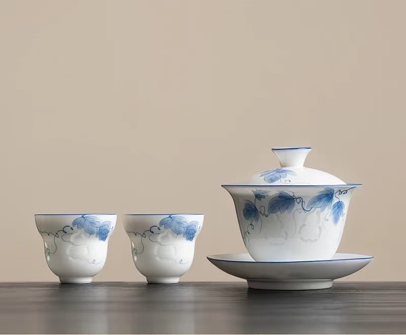 茶具瓷器陶瓷茶杯套装一壶两杯手绘