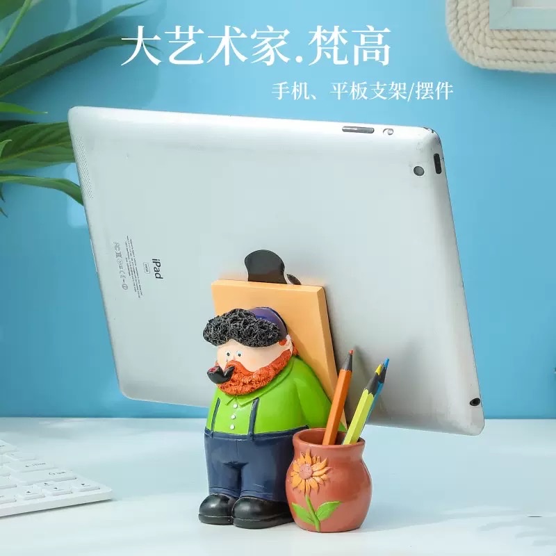 Creative artist Van Gogh pen holder, mobile phone stand, multi-purpose home handicrafts, small desktop ornaments, student gifts