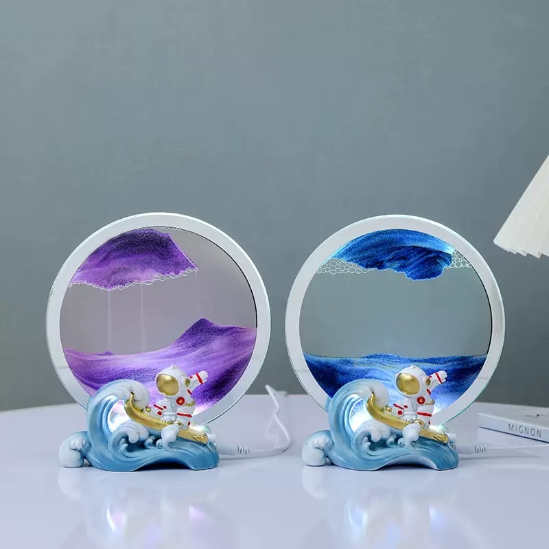 Factory direct sales: Astronaut dynamic 3D flowing sand painting, atmosphere night light, practical stall birthday gift, table decoration details Picture