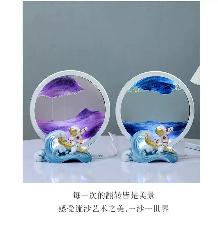Factory direct sales: Astronaut dynamic 3D flowing sand painting, atmosphere night light, practical stall birthday gift, table decoration detail image 7