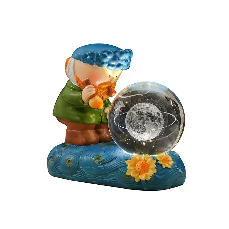 Creative Van Gogh starry night light, illuminated crystal ball, 3D engraved glass ball, desktop decoration, student festival gift Item Picture
