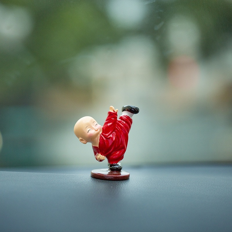 Four cute car accessories and interior decorations featuring Kung Fu monks, men's car center consoles, and Shaolin Kung Fu boys detail image 2