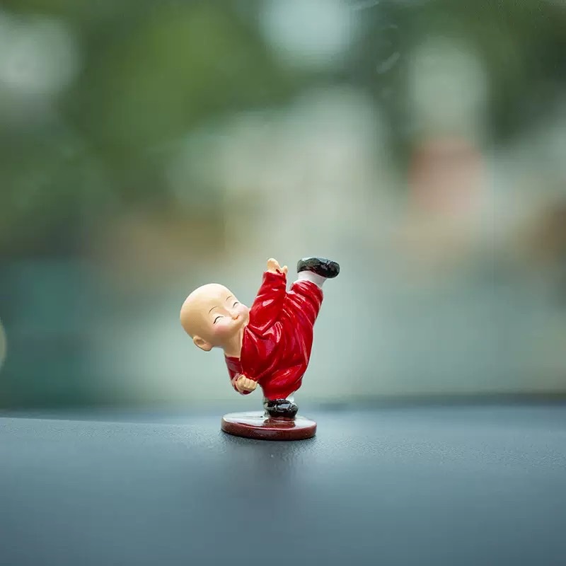 Four cute car accessories and interior decorations featuring Kung Fu monks, men's car center consoles, and Shaolin Kung Fu boys Application Scenario