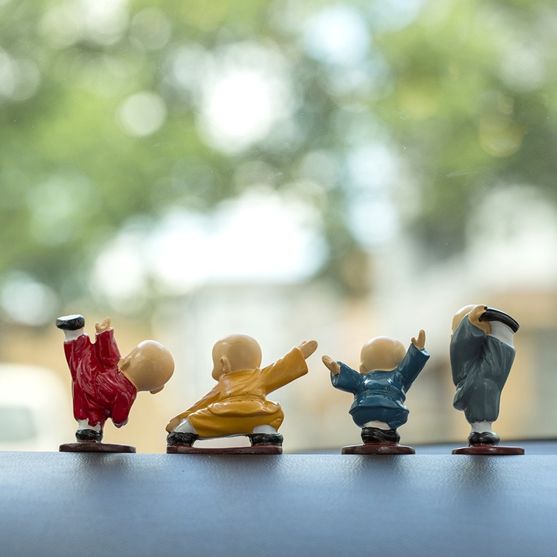 Four cute car accessories and interior decorations featuring Kung Fu monks, men's car center consoles, and Shaolin Kung Fu boys detail image 6