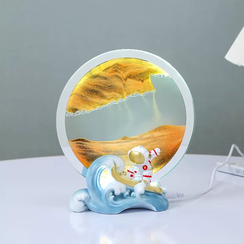 Factory direct sales: Astronaut dynamic 3D flowing sand painting, atmosphere night light, practical stall birthday gift, table decoration Specification image