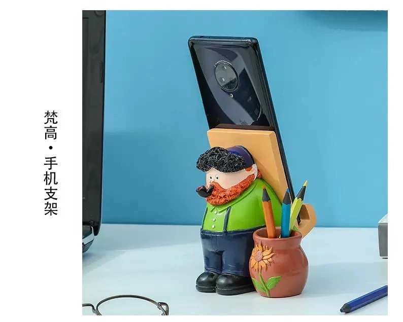 Creative artist Van Gogh pen holder, mobile phone stand, multi-purpose home handicrafts, small desktop ornaments, student gifts detail image 6