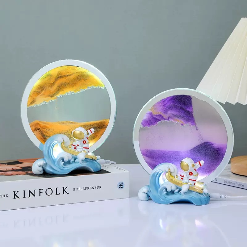 Factory direct sales: Astronaut dynamic 3D flowing sand painting, atmosphere night light, practical stall birthday gift, table decoration