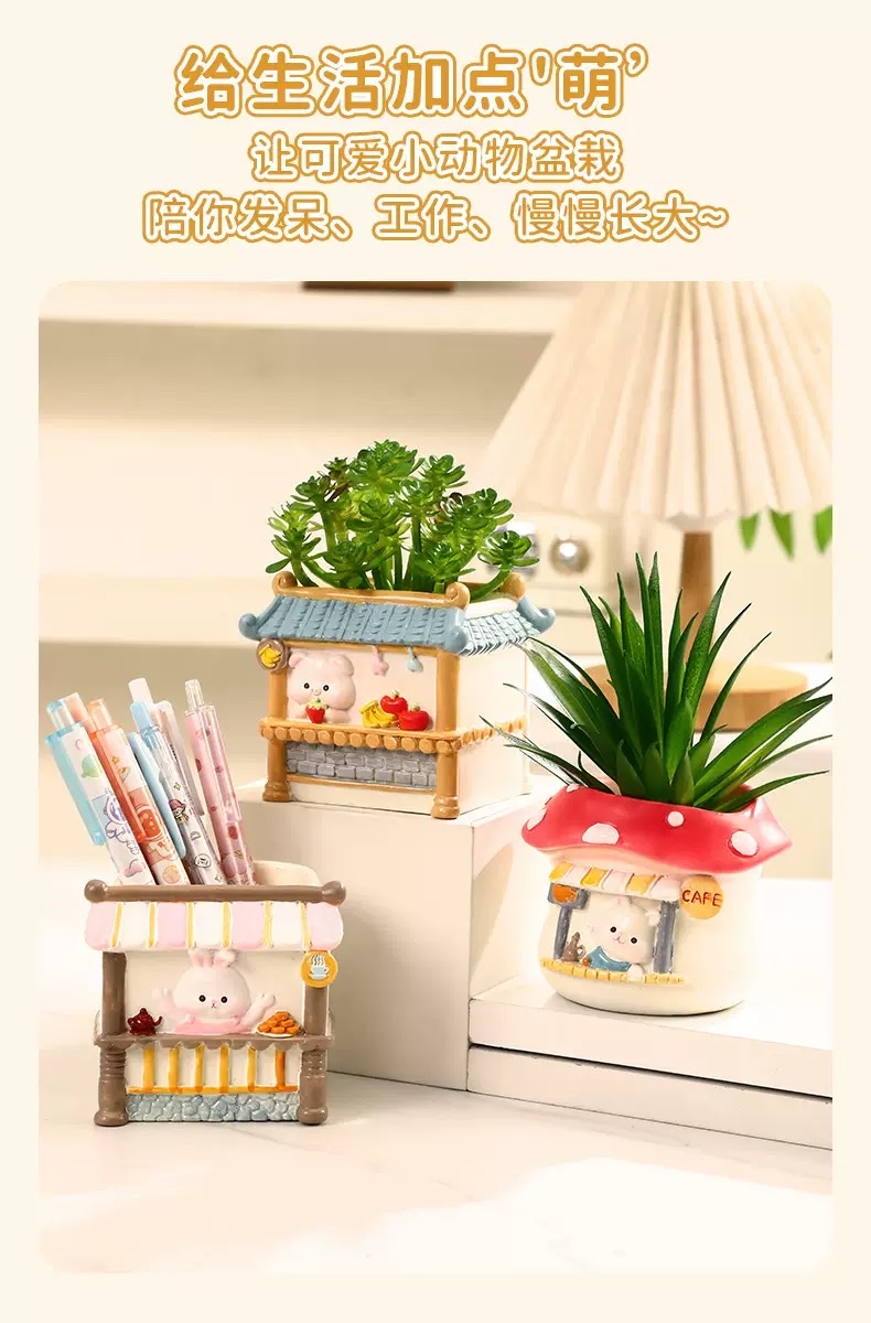 Creative animal landscape flower POTS, plant decorative potted plants, bedroom and office desk storage ornaments, resin handicrafts detail image 5