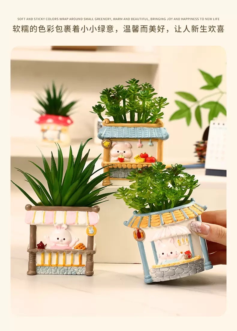 Creative animal landscape flower POTS, plant decorative potted plants, bedroom and office desk storage ornaments, resin handicrafts detail image 11