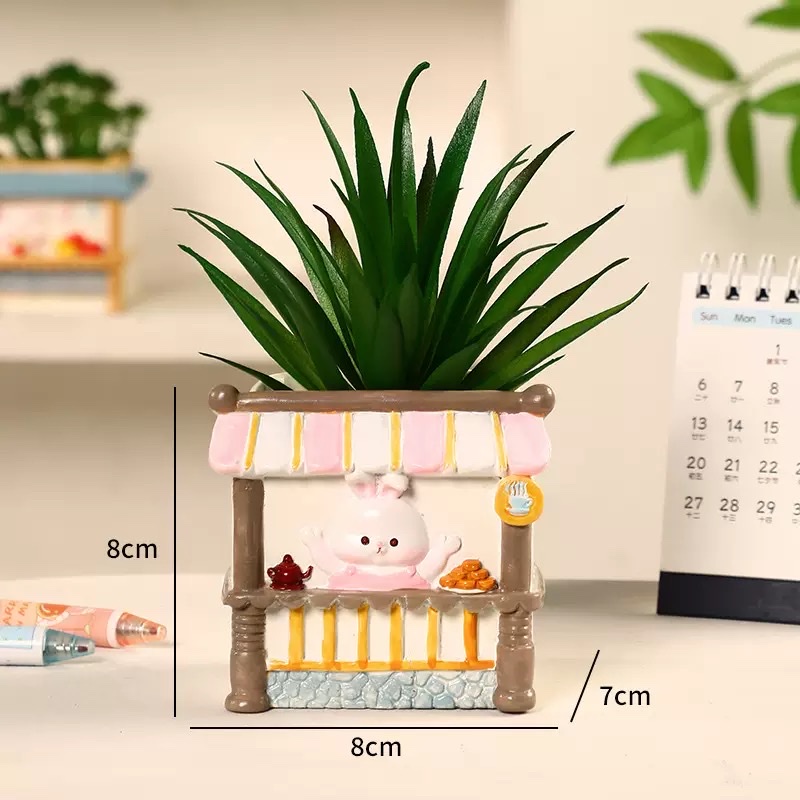 Creative animal landscape flower POTS, plant decorative potted plants, bedroom and office desk storage ornaments, resin handicrafts Specification image
