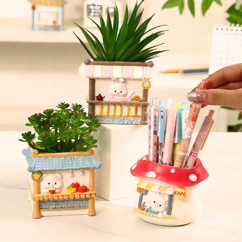 Creative animal landscape flower POTS, plant decorative potted plants, bedroom and office desk storage ornaments, resin handicrafts Item Picture