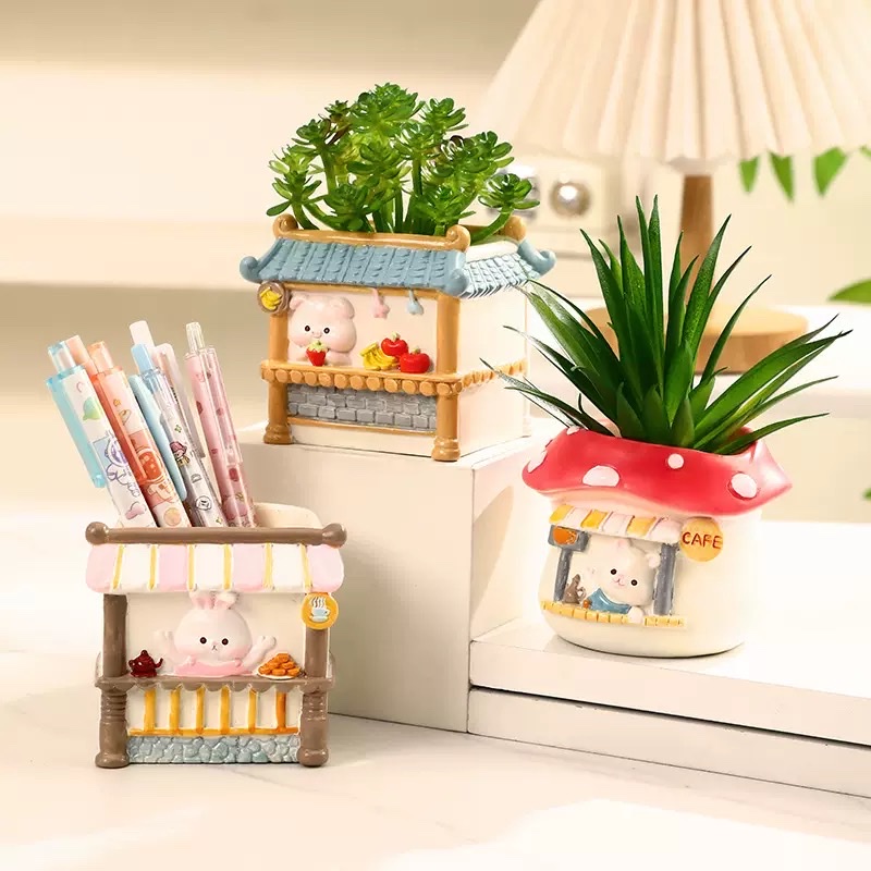 Creative animal landscape flower POTS, plant decorative potted plants, bedroom and office desk storage ornaments, resin handicrafts Application Scenario
