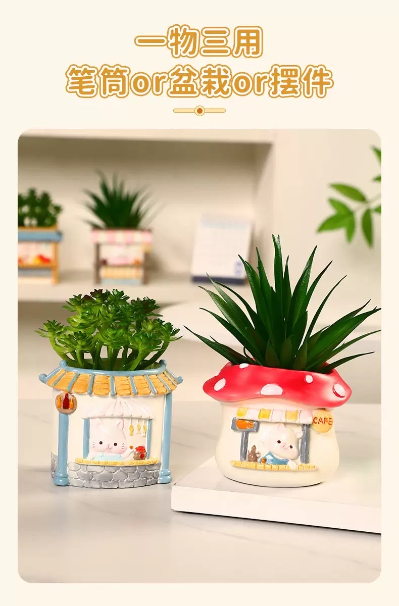 Creative animal landscape flower POTS, plant decorative potted plants, bedroom and office desk storage ornaments, resin handicrafts detail image 8