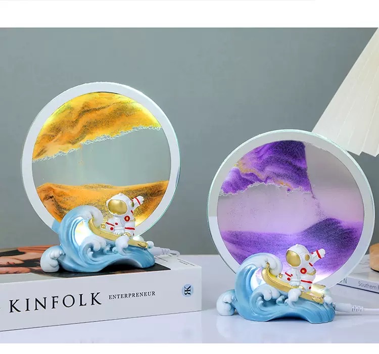 Factory direct sales: Astronaut dynamic 3D flowing sand painting, atmosphere night light, practical stall birthday gift, table decoration detail image 6