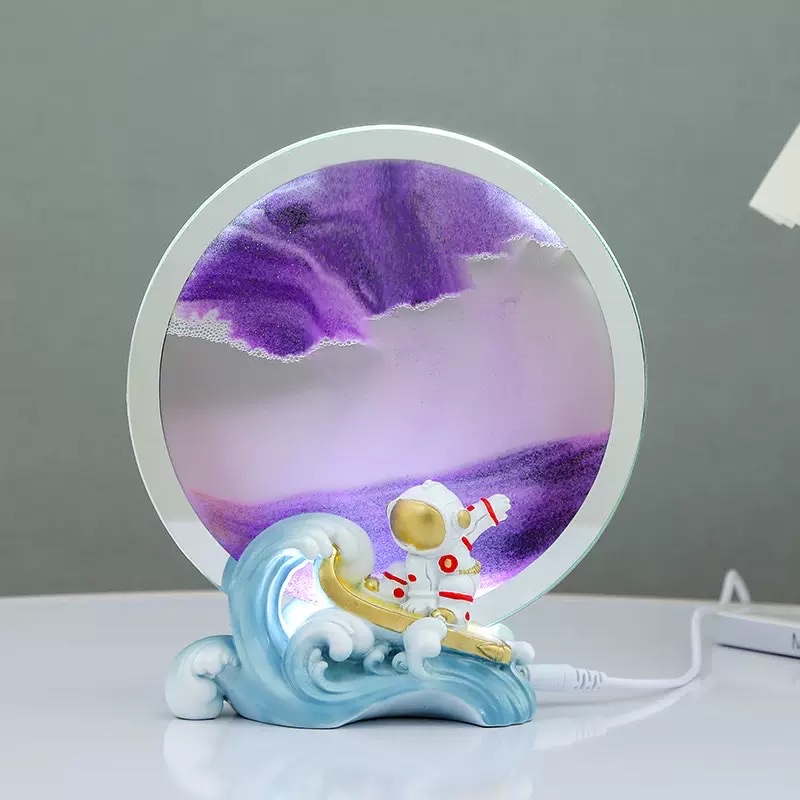 Factory direct sales: Astronaut dynamic 3D flowing sand painting, atmosphere night light, practical stall birthday gift, table decoration Item Picture