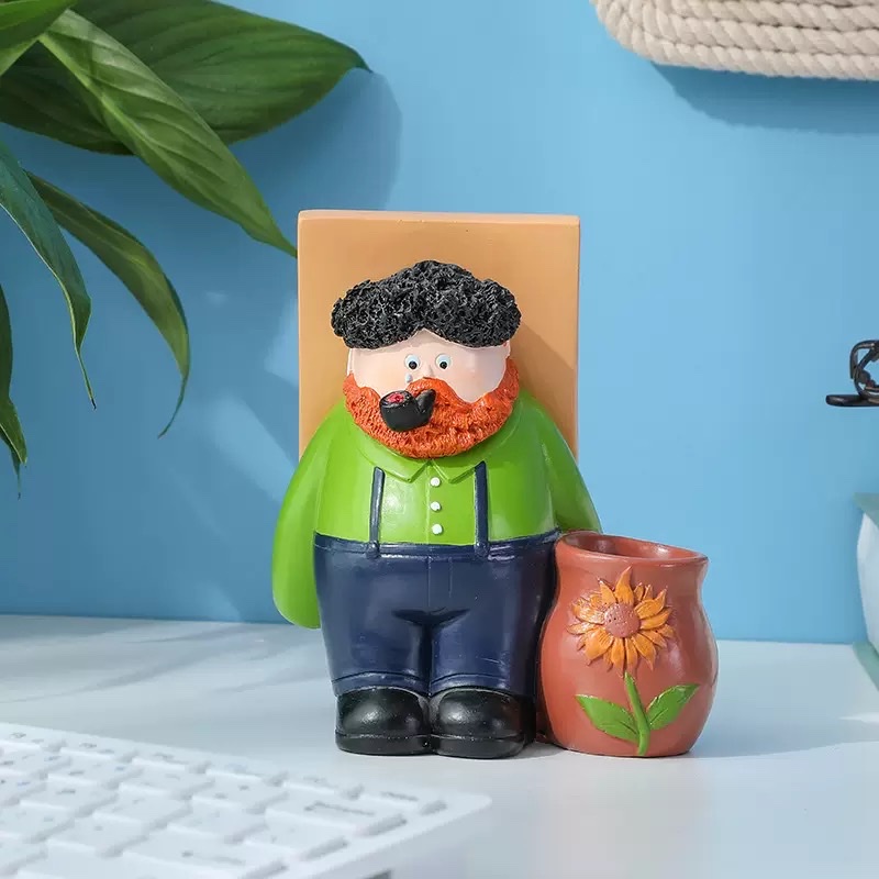 Creative artist Van Gogh pen holder, mobile phone stand, multi-purpose home handicrafts, small desktop ornaments, student gifts detail image 4