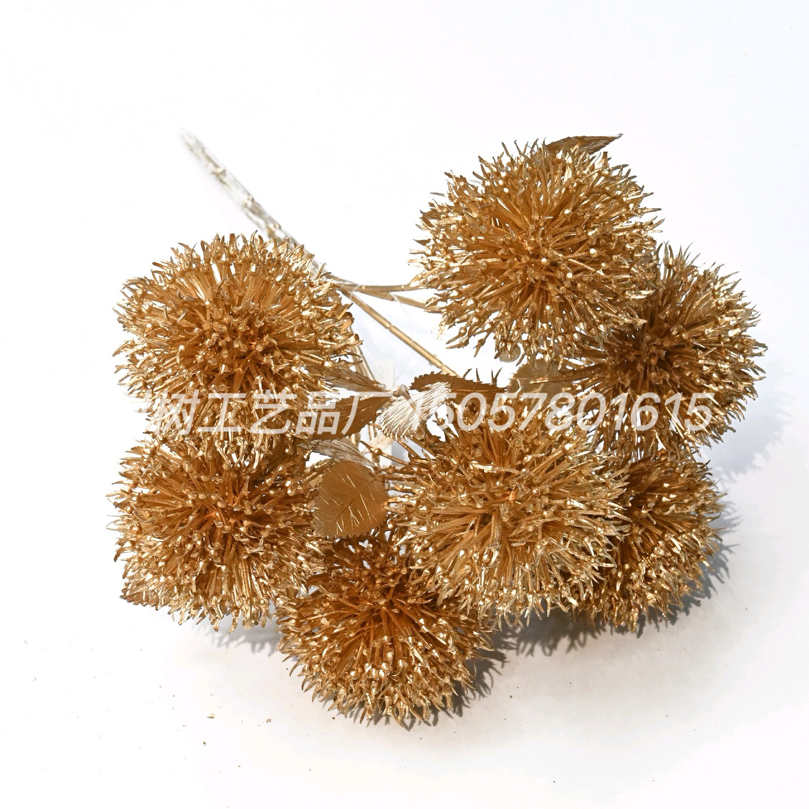 Golden artificial flower 5-fork onion ball Christmas flower home decoration wedding accessories Gift accessories New Year gift accessories