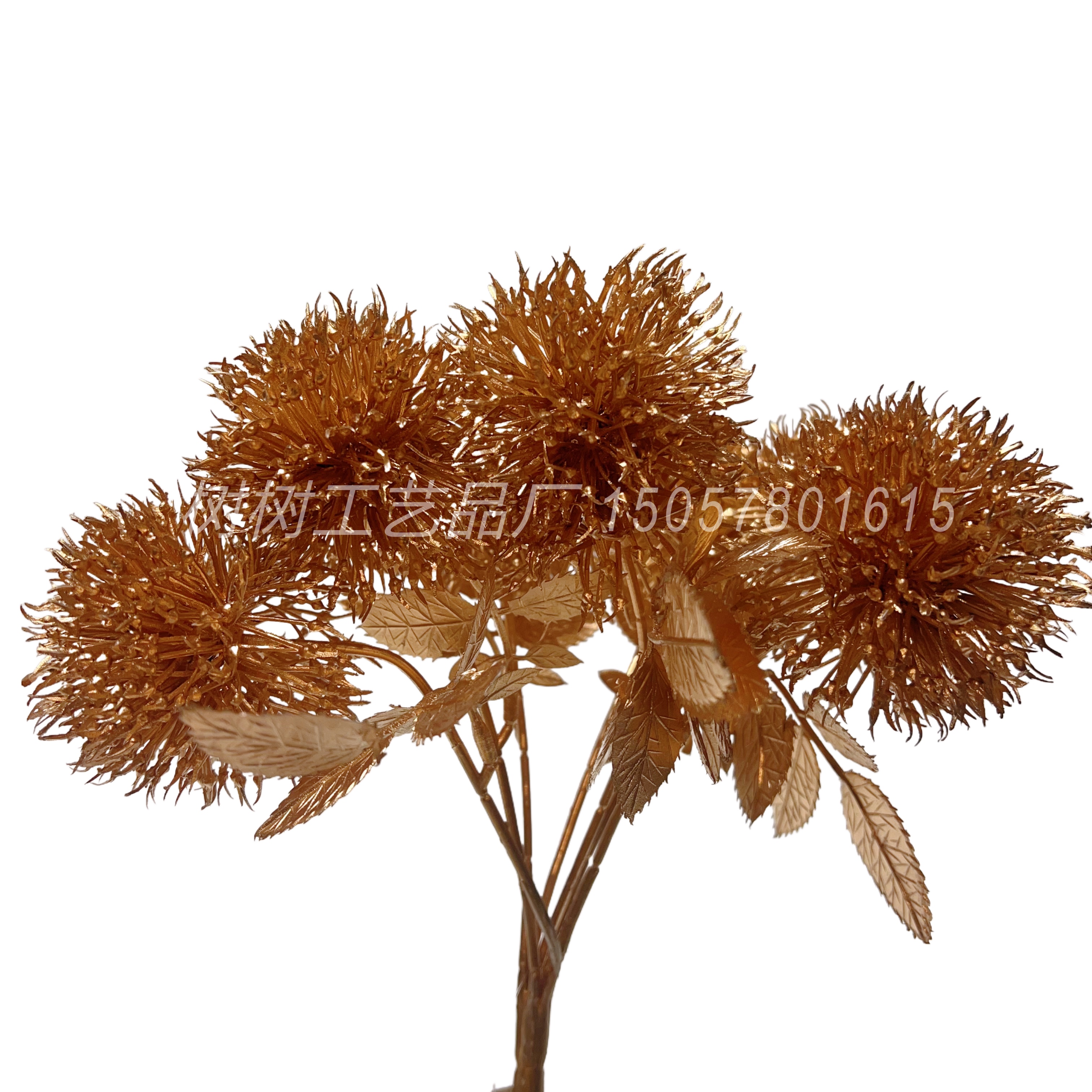 Golden artificial flower 5-fork onion ball Christmas flower home decoration wedding accessories Gift accessories New Year gift accessories detail image 3