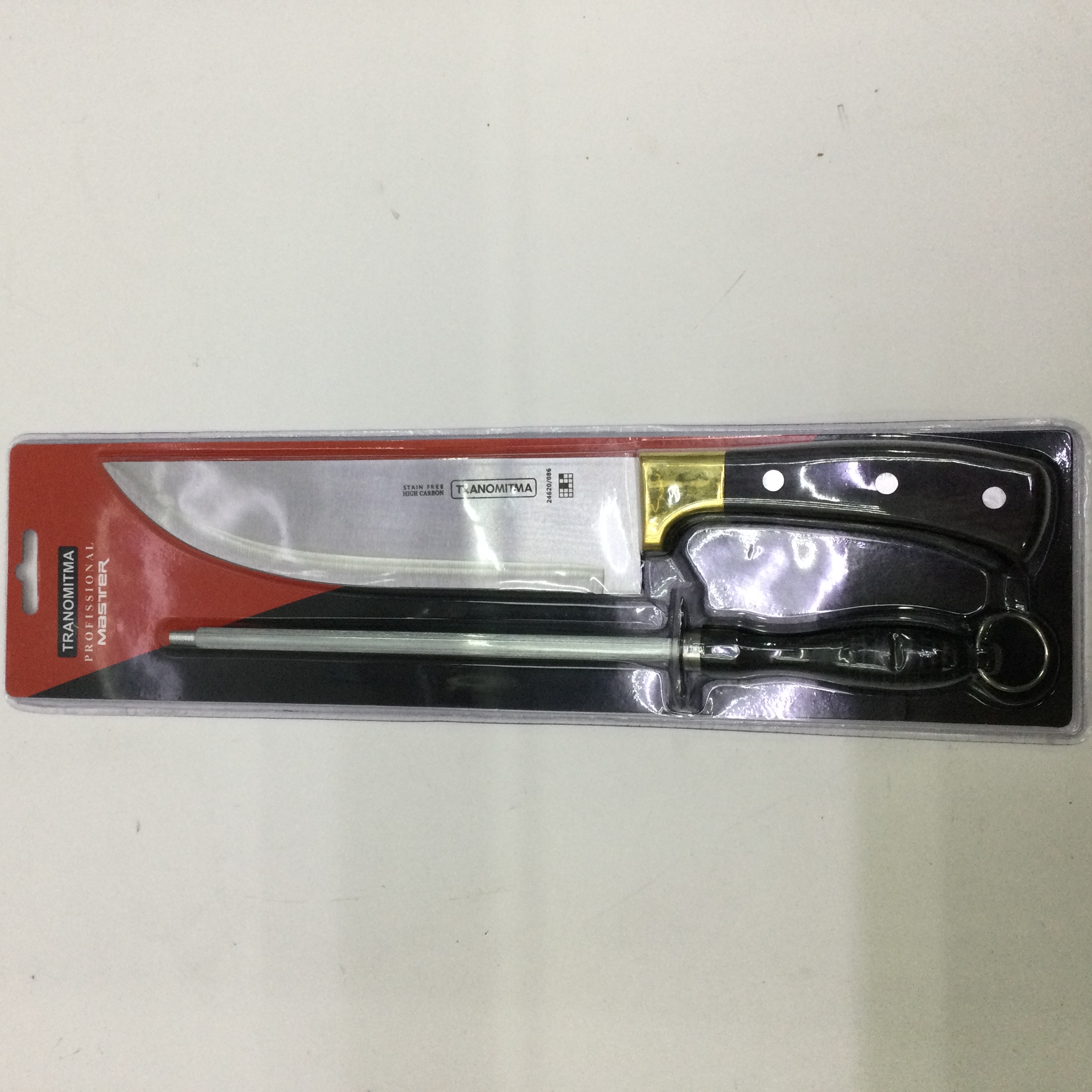 黑色手柄厨师刀磨刀器2件套