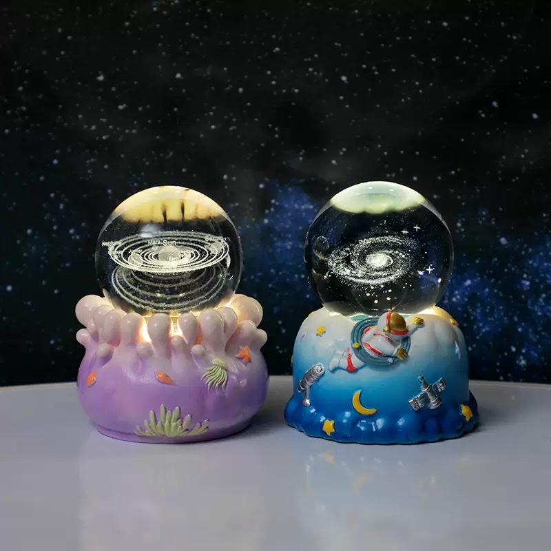 Luminous crystal ball, rotatable base, luminous night light wholesale, home atmosphere light, bedroom table decoration, gift