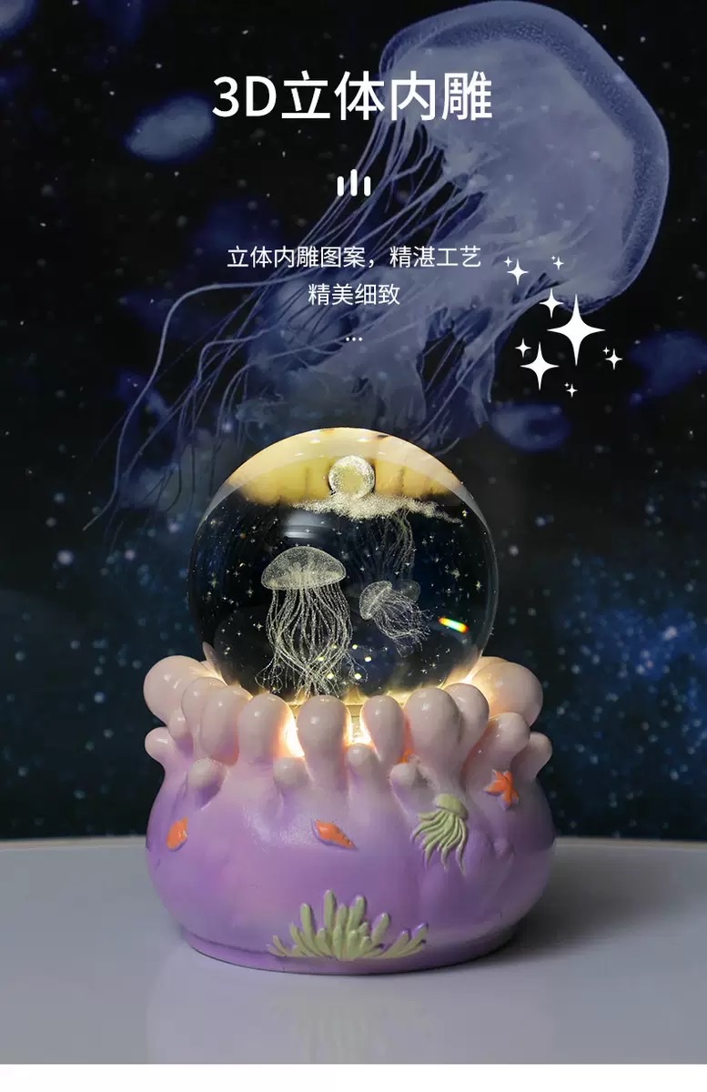 发光水晶球可旋转底座发光小夜灯批发家居氛围灯卧室桌面摆件礼品详情图8
