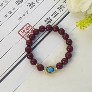 《汉家儿女》绿松古法合香珠手串 配金色配饰 国风复古腕饰 日常百搭雅致手饰