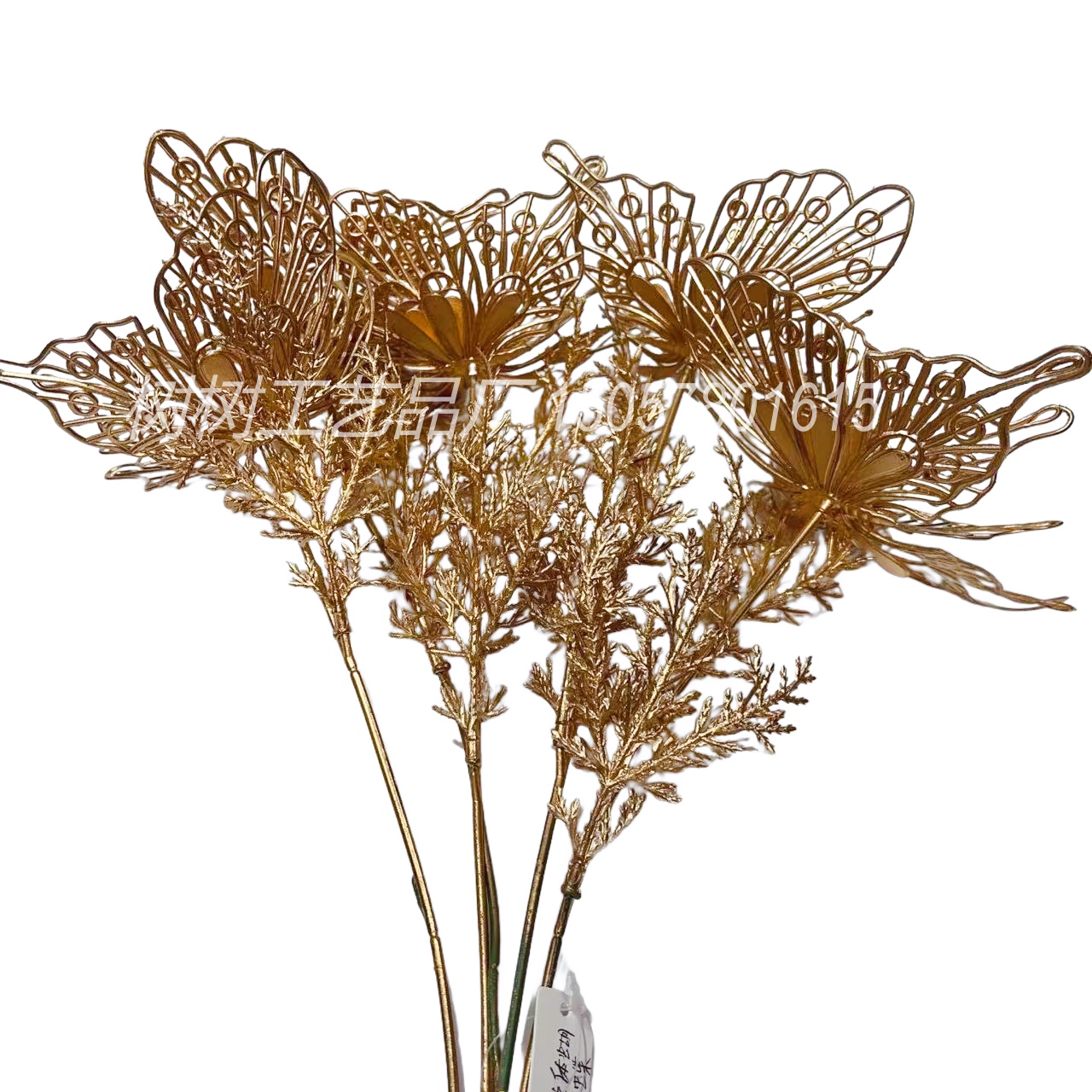 Artificial flowers, artificial flowers, golden three-dimensional butterflies, artificial flowers, Christmas flowers, home decoration, Christmas flower accessories, handcrafted flowers, golden flowers, artificial flowers, artificial flowers detail image 4