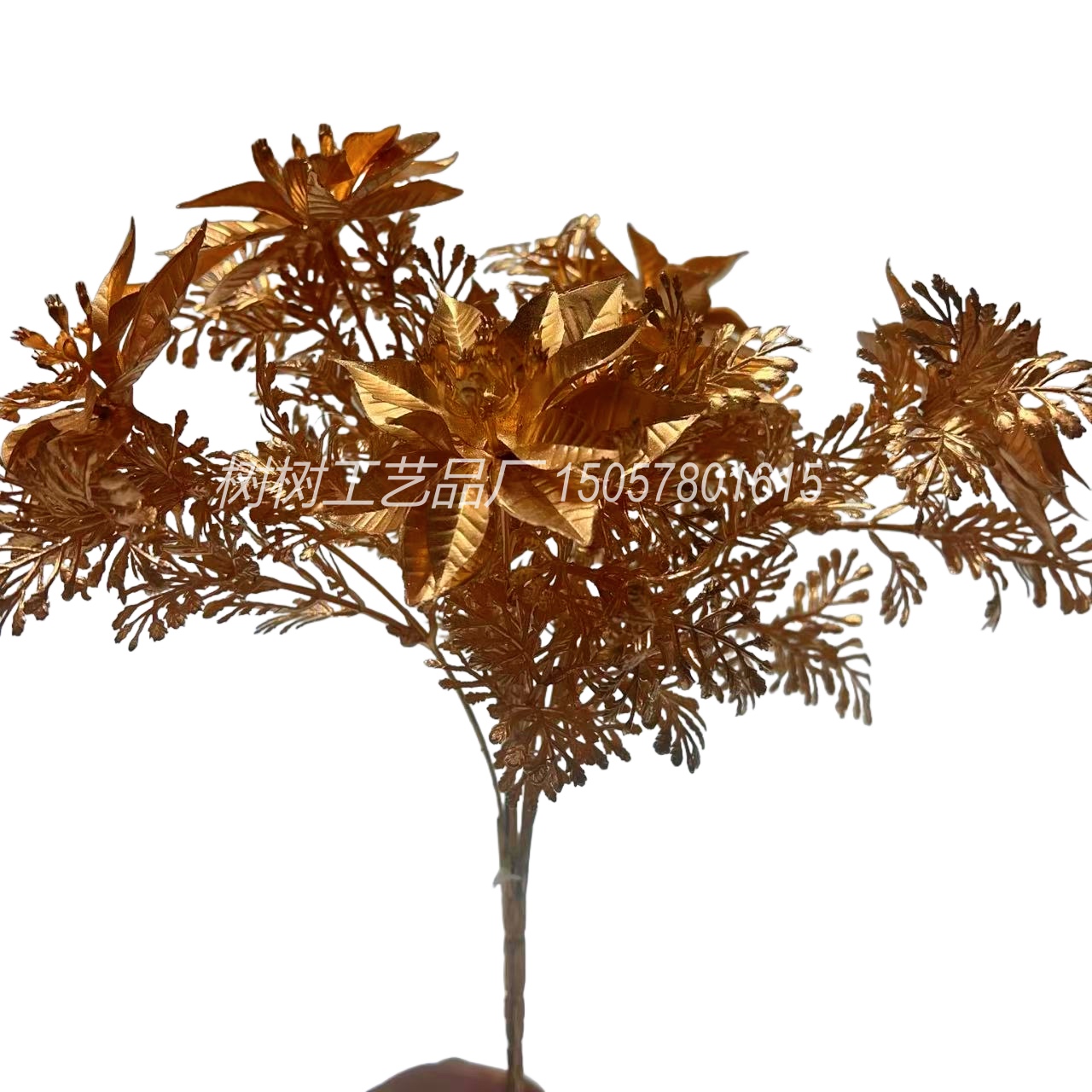 Artificial flowers, golden Christmas flowers, red thousand-leaf Christmas flower accessories, Christmas flower decoration, home decoration, New Year gift decoration accessories, handcrafted flowers detail image 6