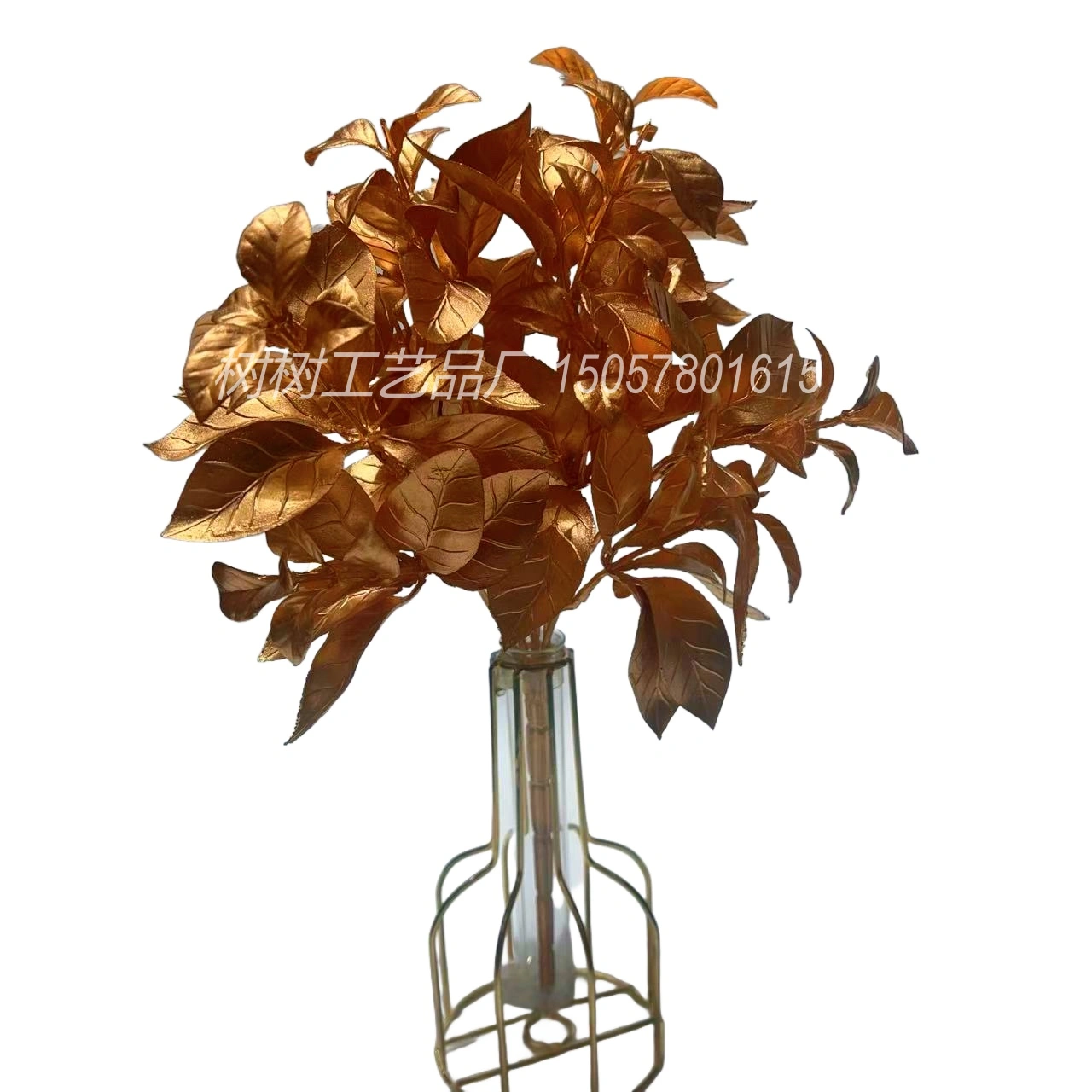 Artificial flowers, artificial roses, single artificial roses, single artificial flowers, three-headed hydrangeas, handmade materials, bunches, golden artificial flowers, Christmas flower accessories, home decoration, New Year gift accessories, Christmas accessories detail image 7