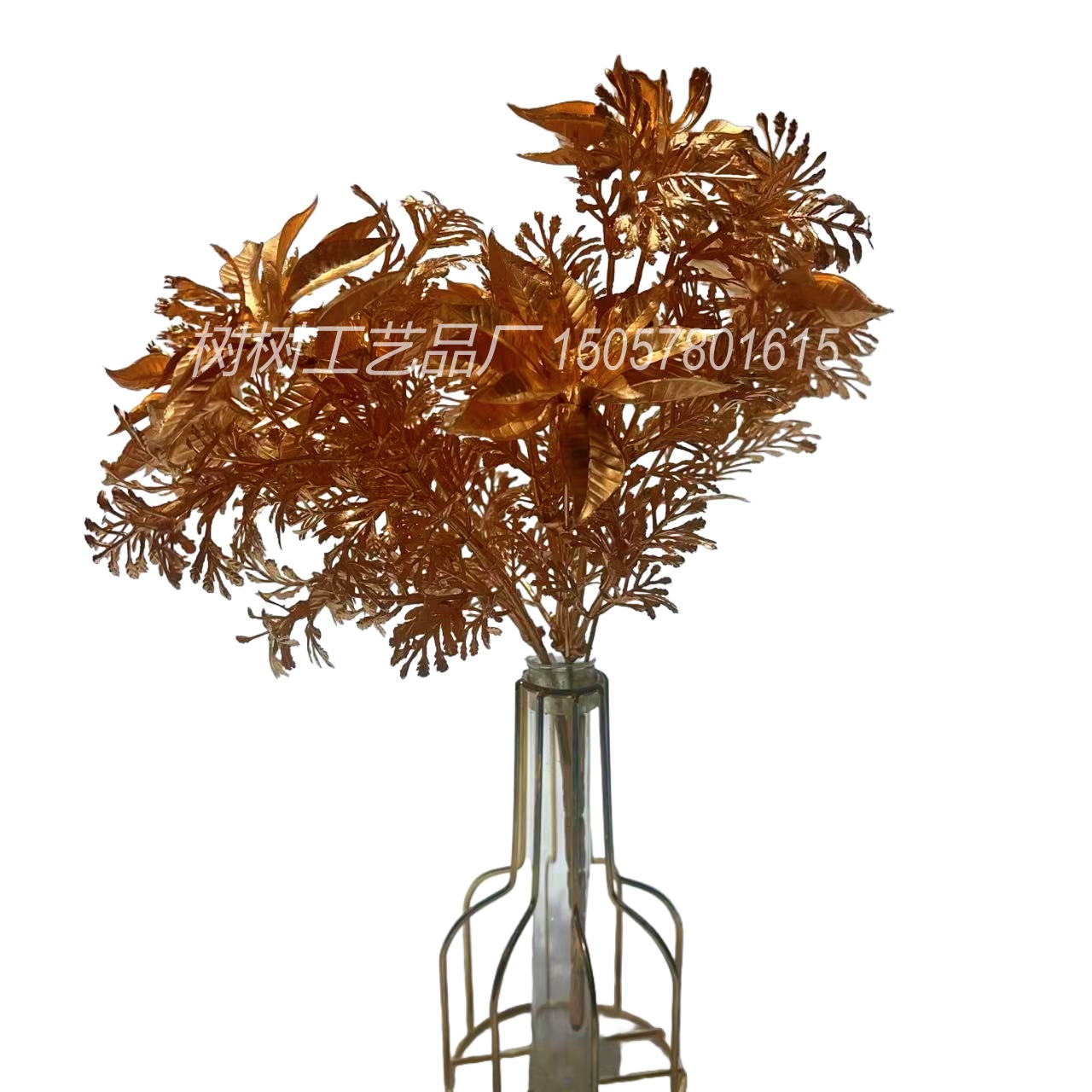 Artificial flowers, golden Christmas flowers, red thousand-leaf Christmas flower accessories, Christmas flower decoration, home decoration, New Year gift decoration accessories, handcrafted flowers