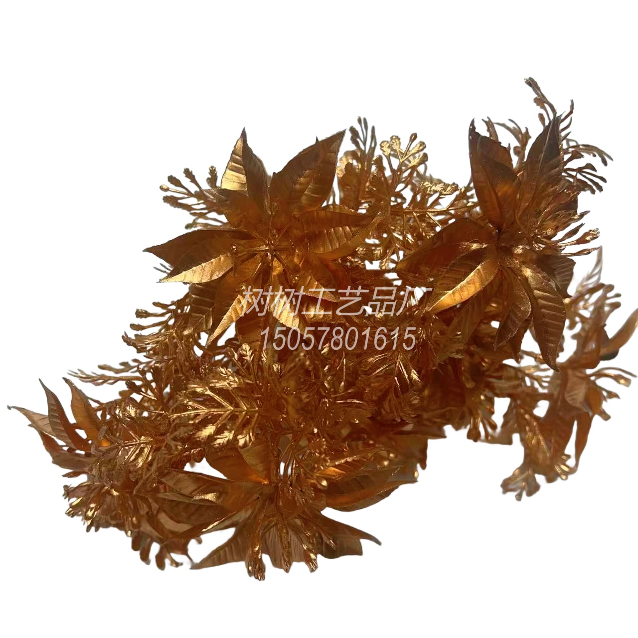 Artificial flowers, golden Christmas flowers, red thousand-leaf Christmas flower accessories, Christmas flower decoration, home decoration, New Year gift decoration accessories, handcrafted flowers details Picture