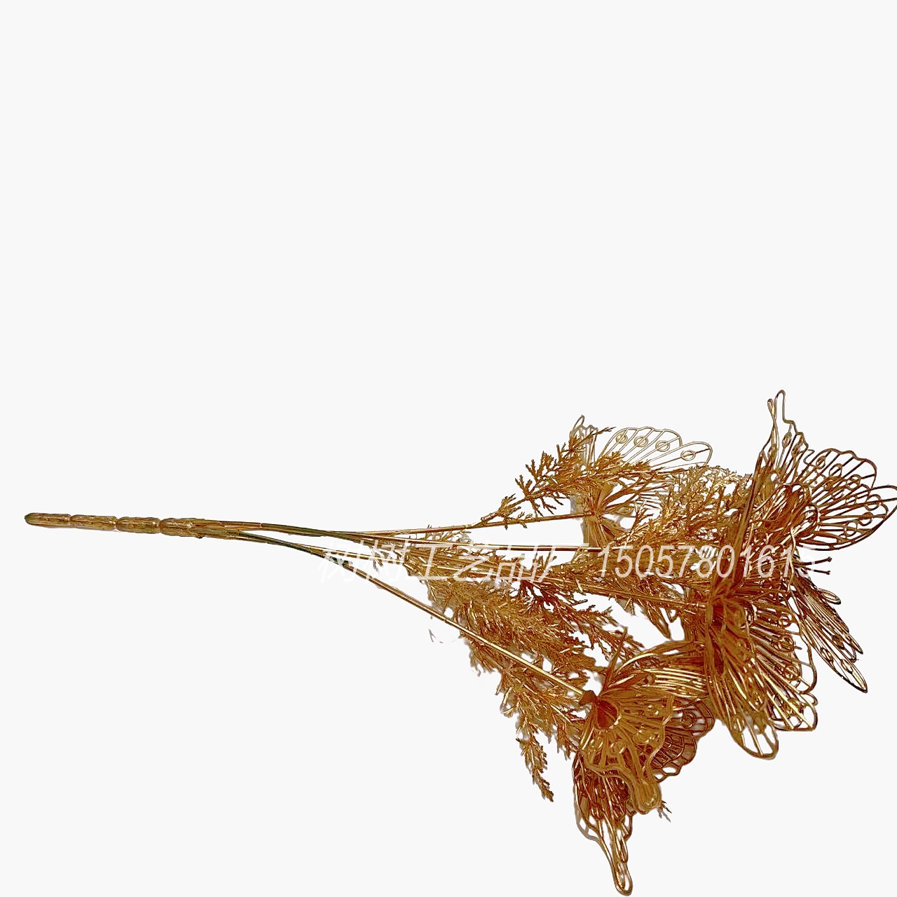 Artificial flowers, artificial flowers, golden three-dimensional butterflies, artificial flowers, Christmas flowers, home decoration, Christmas flower accessories, handcrafted flowers, golden flowers, artificial flowers, artificial flowers detail image 2