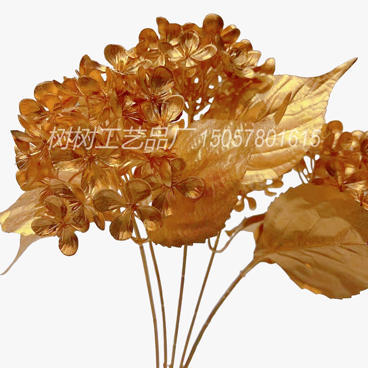 Artificial flowers, golden 5-pronged large hydrangea Christmas flowers, home decoration, Christmas flower accessories, gift accessories, handcrafted flowers, artificial flower decoration accessories detail image 8