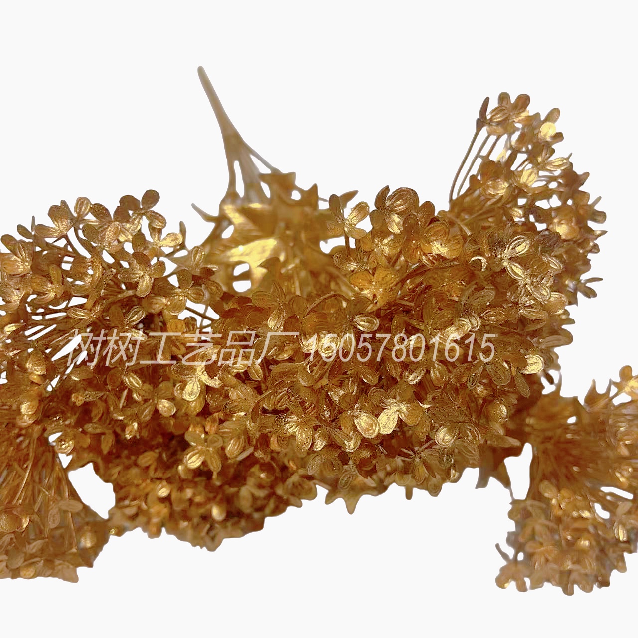 金色仿真花带叶撒粉绣球家居装饰圣诞花礼品配件手工花装饰配件假花仿真花圣诞花配件详情图7