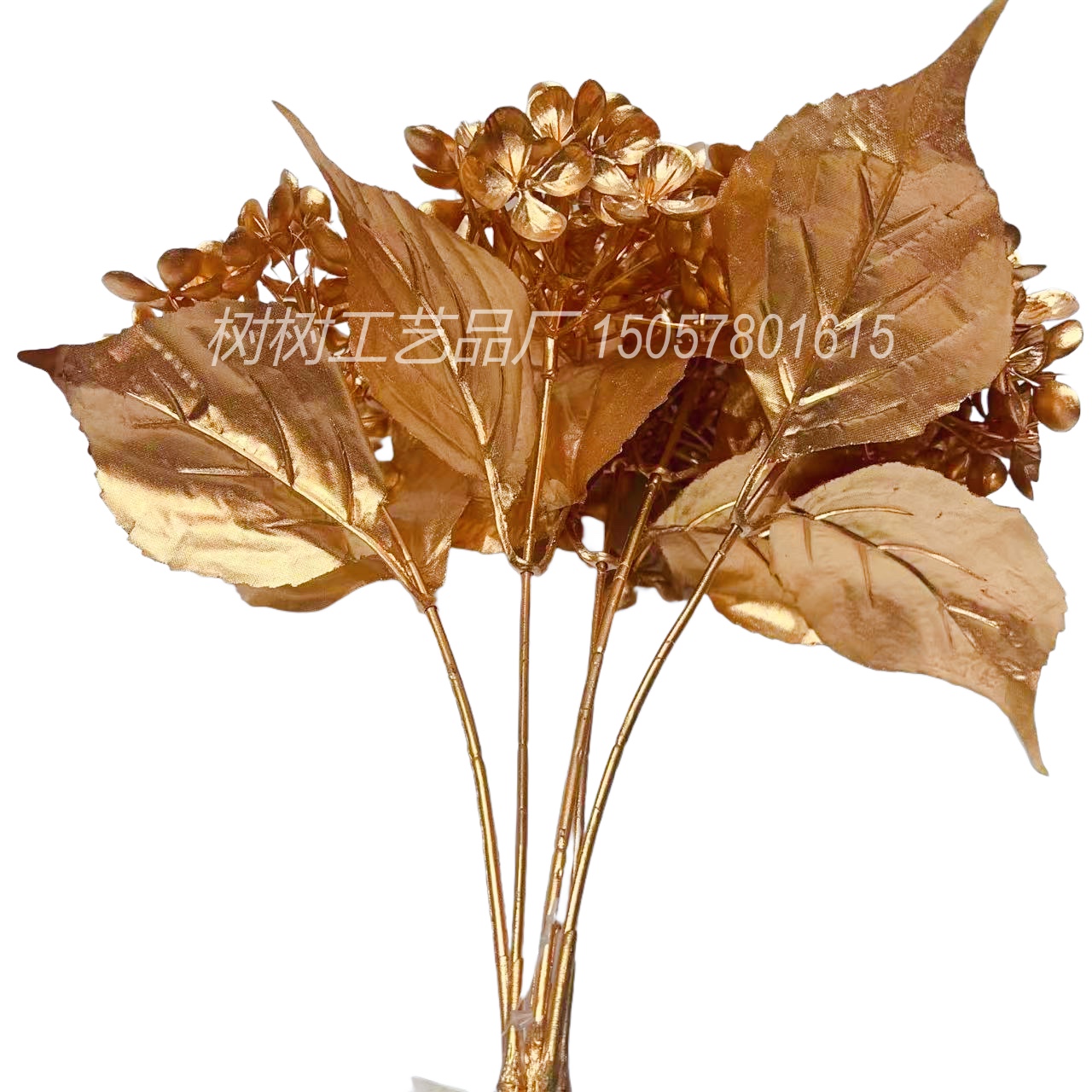 Artificial flowers, golden 5-pronged large hydrangea Christmas flowers, home decoration, Christmas flower accessories, gift accessories, handcrafted flowers, artificial flower decoration accessories detail image 3