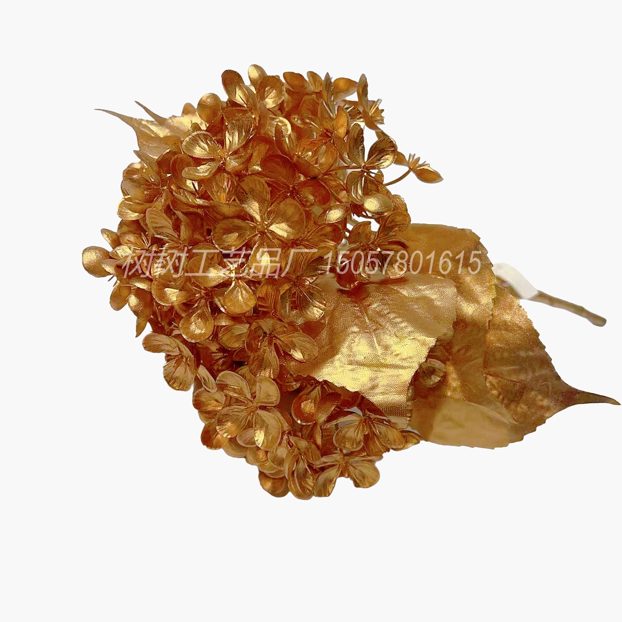 Artificial flowers, golden 5-pronged large hydrangea Christmas flowers, home decoration, Christmas flower accessories, gift accessories, handcrafted flowers, artificial flower decoration accessories details Picture