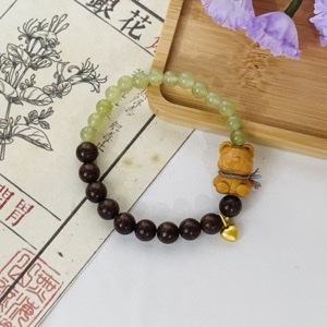 《汉家儿女》小熊合香珠手串 0.8 玉石搭配 童趣风格 传统香饰手串
