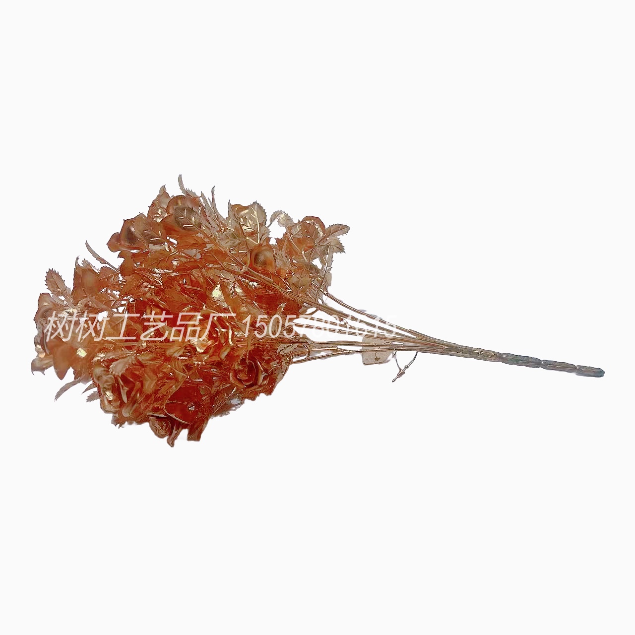 Golden artificial flowers, 7-pronged roses, Christmas flowers, handmade flowers, artificial flowers, home decoration, Christmas flower accessories, New Year gift accessories, decorative accessories details Picture