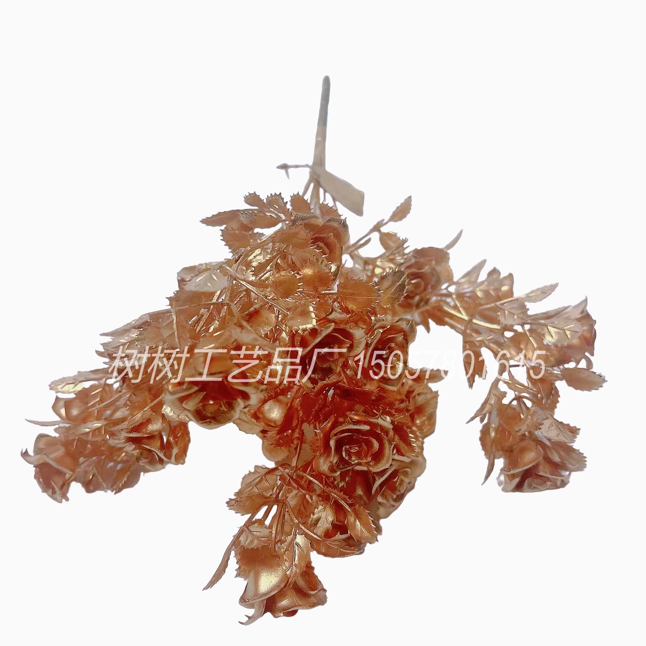 金色仿真花7叉玫瑰圣诞花手工花假花家居装饰圣诞花配件新年礼品配件装饰配件