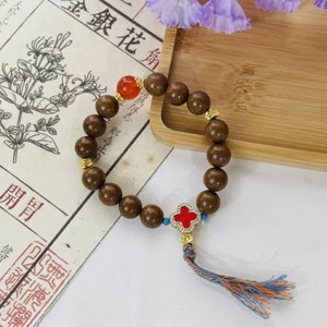 《汉家儿女》四叶草合香珠手串 1.0 玛瑙配饰 幸运寓意 传统香饰手串