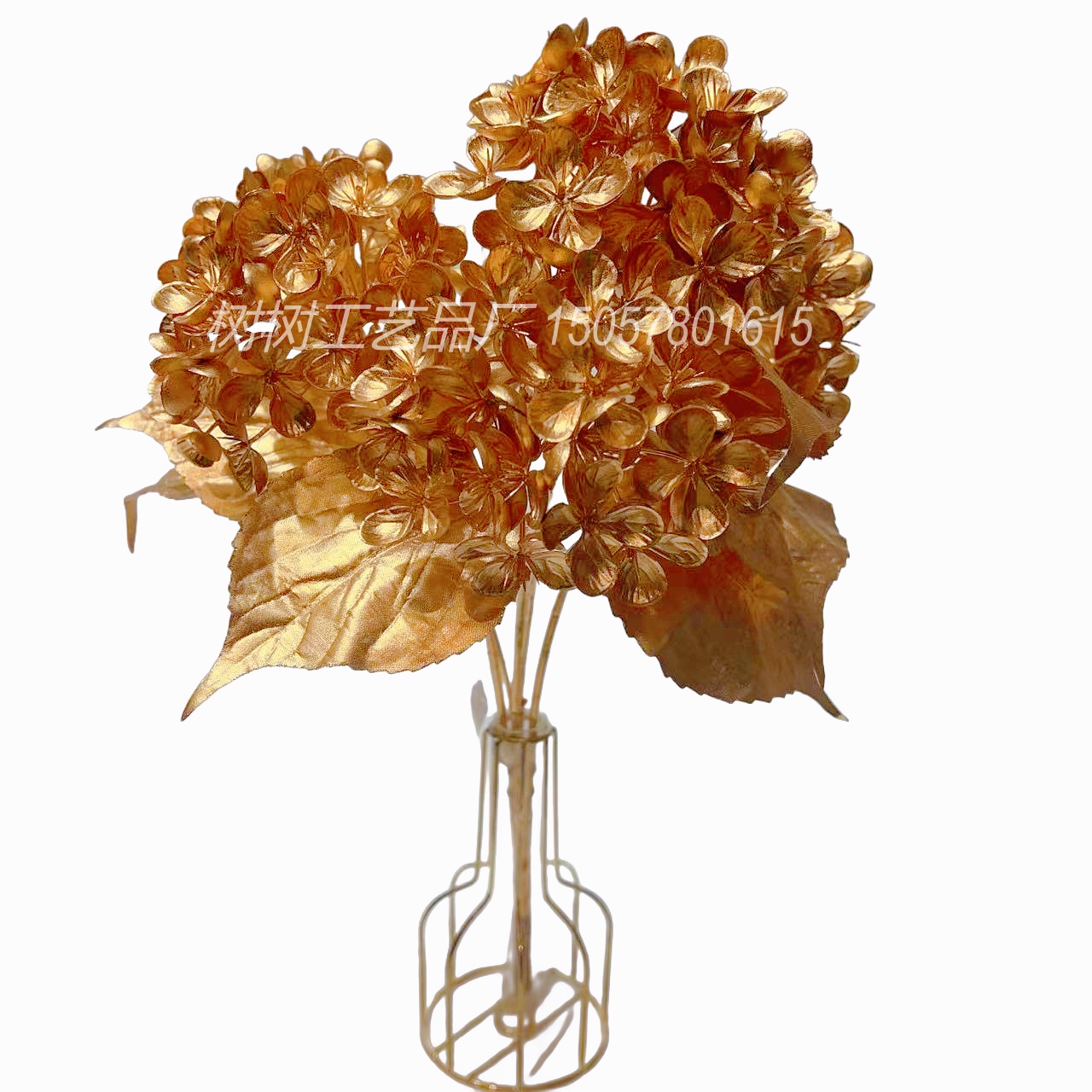 Artificial flowers, golden 5-pronged large hydrangea Christmas flowers, home decoration, Christmas flower accessories, gift accessories, handcrafted flowers, artificial flower decoration accessories detail image 4