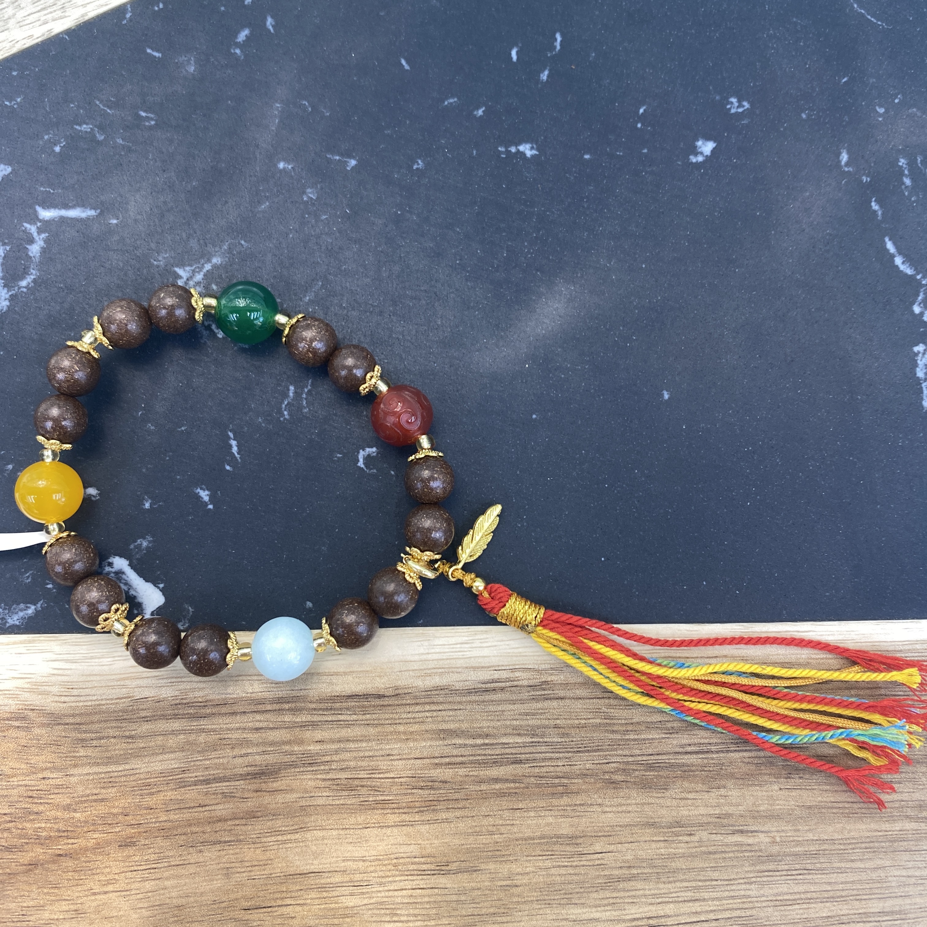 《汉家儿女》檀香合香珠手串 0.8 多彩圆珠搭配 传统香饰 文化雅致手串