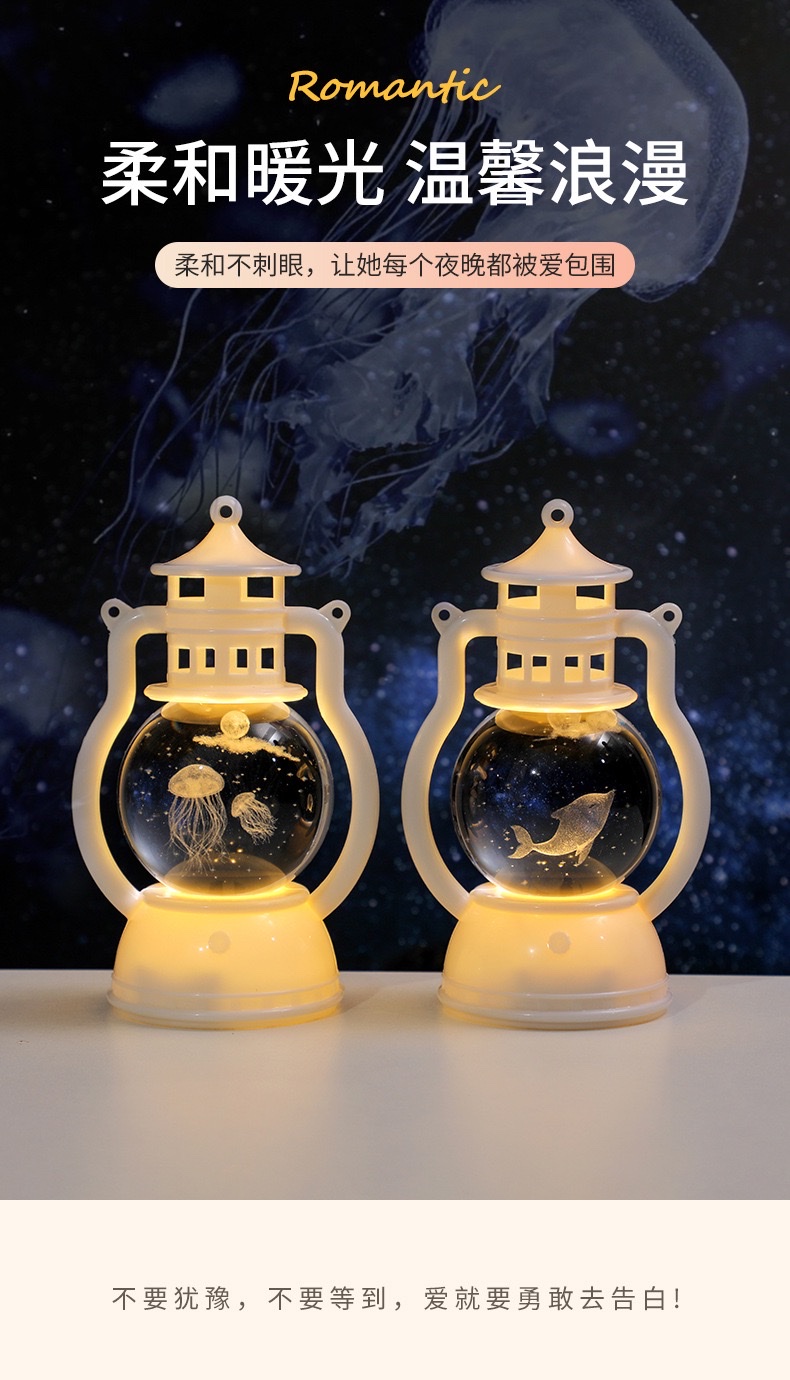 Retro lantern, creative luminous night light, bedroom and dormitory decoration, atmosphere light, festival souvenir, desktop decoration detail image 3