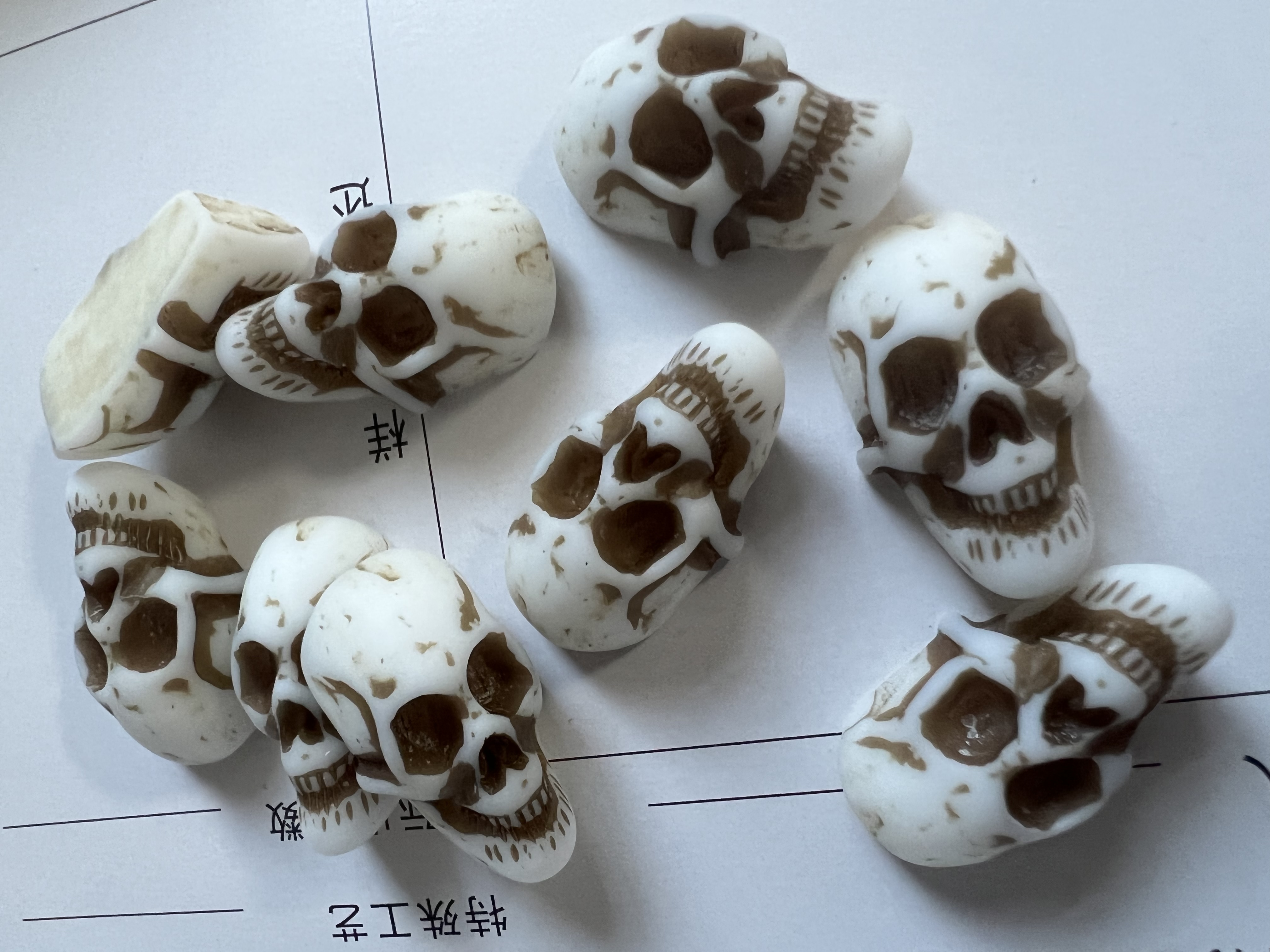 欧美仿象牙骷髅头戒指💍吊坠饰品配件diy饰品配件