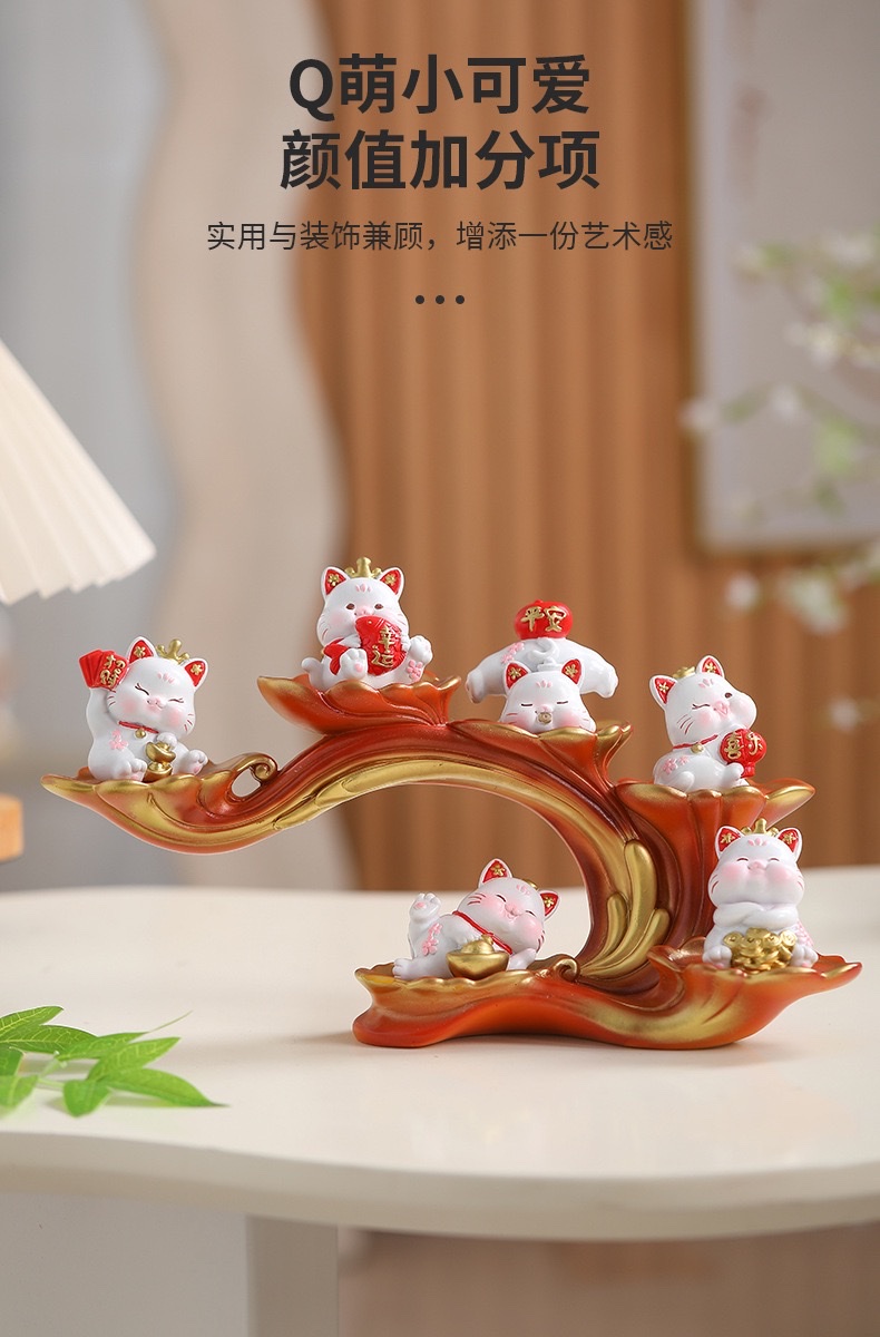 招财猫玄关家居桌面树脂工艺品摆件送礼乔迁祝福礼品批发厂家直销 详情图6